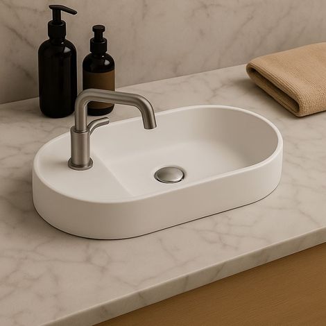 Signature Carmen Sit-On Countertop Basin 380mm Wide 1 Tap Hole - White (1/3)