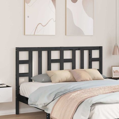 vidaXL Cabecero de cama madera maciza de pino negro 166x4x100 cm (1/5)