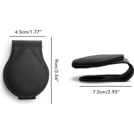 Porte-lunettes de voiture aimanté visière PU cuir, clip multifonction avec poche à tickets pour rangement lunettes de soleil (1/5)
