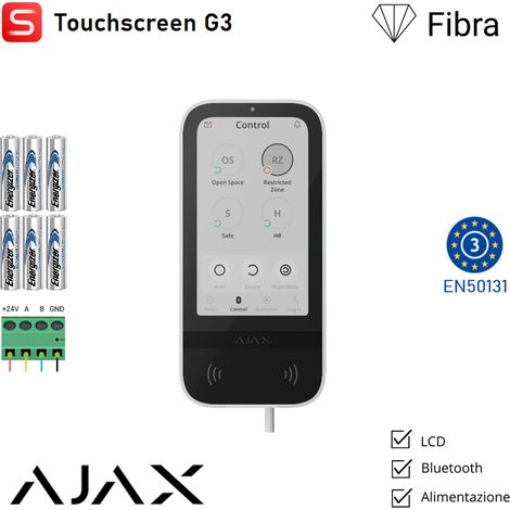 143608 - Superior - Superior KeyPad TouchScreen Fibra - Tastatur TouchScreen verdrahtet - Farbe white - Ajax professionelle Sicherheit