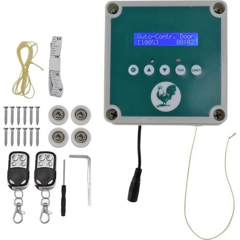 Control automatic for door of coop Kit motorise with sensor of light and timer IP44 compatible with poultry (1/5)