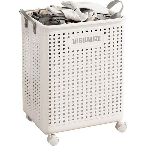 Panier à linge à roulettes, panier à roulettes - paniers à linge roulants pliables et ventilés Panier à linge multifonction, panier à linge de salle de bains à glissière lisse (1/4)
