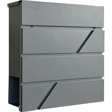 Relaxdays letterbox with newspaper compartment, HWD: 37 x 37 x 11 cm, DIN C4, weatherproof, 4 keys, anthracite