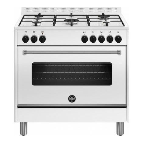 Bertazzoni La Germania Americana AMN965EBV24. Tipo di prodotto: Cucina, Colore del prodotto: Bianco, Tipo di controllo: Manopola. Tipo di piano cottura: Gas, Numero totale di fuochi:... - AMN965EBV/24 (1/2)