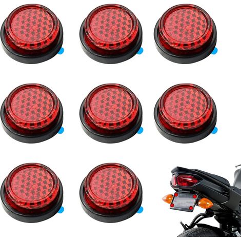 8 Pcs Small Round Red Reflectors for Gate Posts 20mm Self Adhesive Trailer Reflectors Red Light Warning Reflector Motorcycle Accessories Used for Motorcycle Electric Vehicle Bicycle Fenders (1/5)