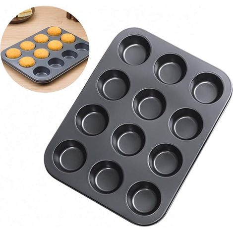 Molde Para Magdalenas MINKUROW, Molde Redondo Para Pasteles, Molde Para Pan Con 12 Moldes Para Magdalenas, Con Revestimiento Antiadherente, 36x27x3cm, Molde Para Hornear Para Magdalenas O Magdalenas (1/5)