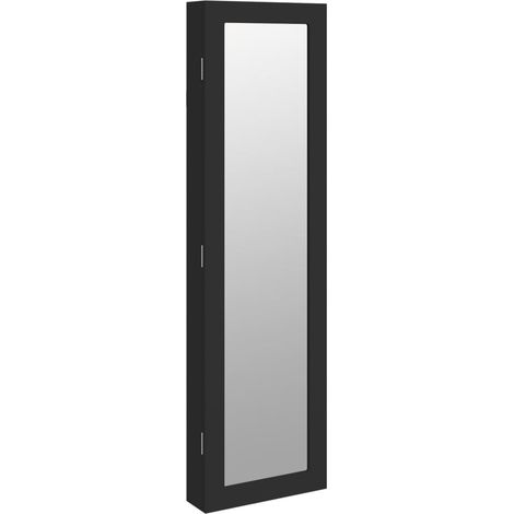 Mobiletto portagioielli mobile contenitore organizer per camera da letto spogliatoio bagno con specchio a parete 30 x 8,5 x 106 cm nero 020022839