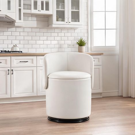 Fauteuil coloris blanc en velours 48 x 52 x 75 cm (1/5)