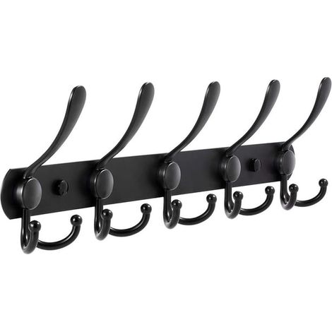 Porta-ganchos de pared con 5 ganchos de acero inoxidable (1/4)