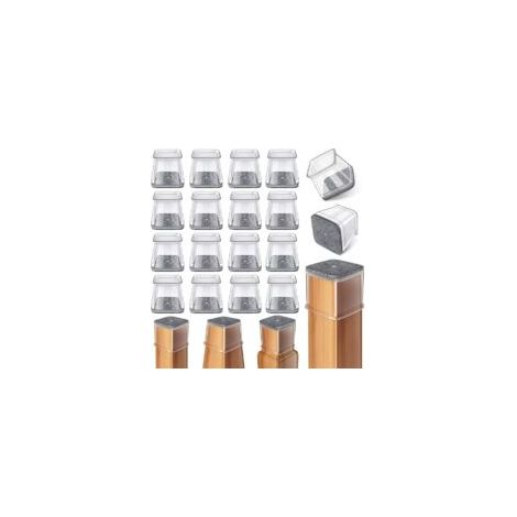 Lot de 24 protections carrées en feutre de silicone pour pieds de chaise, pour parquets (dimensions : 1-1/16" à 1-5/8") (1/5)