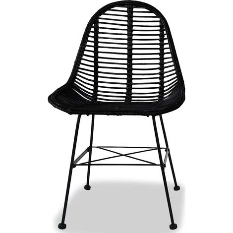 Maison Exclusive - Sedie da Pranzo 4 pz Nere in Rattan Naturale