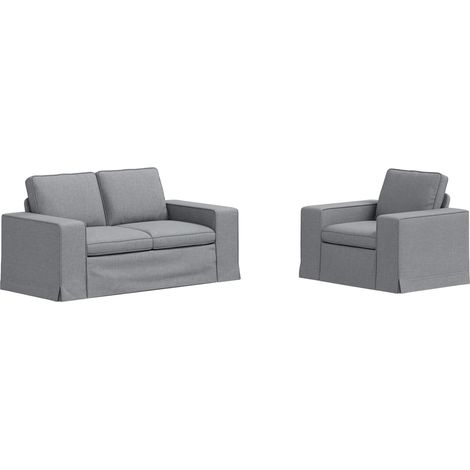 Ensemble de Canapés 2 pcs Salon de jardin Gris clair 182 x 80 x 82 cm tissu (1/5)
