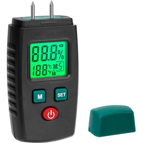 Feuchtigkeitstester, Stiftfeuchtigkeitsdetektor mit 5 Modi, LCD-Display mit grüner Hintergrundbeleuchtung, Schimmeldetektor für Holz und Baumaterialien. (1/4)