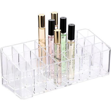Organizador de perfumes con tapa de bola, soporte para perfumes de belleza de 24 ranuras, expositor de cosméticos, contenedor organizador para (1/4)
