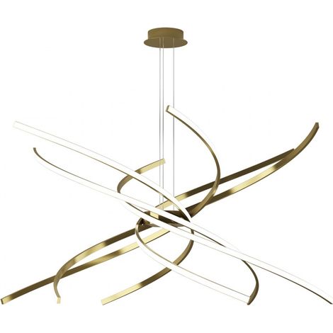 Sospensione Moderna Tornado Alluminio Oro Brunito Led 88W D.100Cm Luce Naturale (1/5)