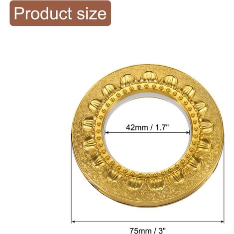 Sonnenblumenförmige Accessoires, gestanzte Ösen, Ringe und weitere Dekorationselemente für römische Gardinenstangen. Verstärkte und robuste Gardinenschnallen (15 Stück). (1/5)