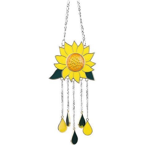 Carillon éolien suspendu tournesol, pendentif tournesol, décoration intérieure et extérieure, utilisable dans le jardin, sur la terrasse, dans le salon, au parc et à l'extérieur. (1/5)