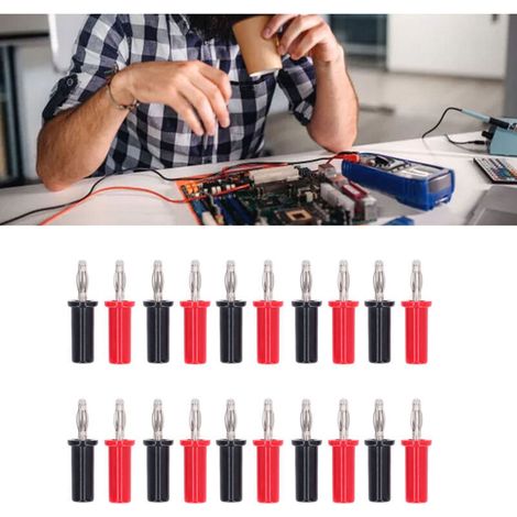10 ensembles de fiches bananes de 4 mm Connecteur mâle à souder en laiton Type de lanterne Rouge et noir J.10013, (1/4)