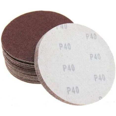Disques abrasifs 150 mm avec support auto-agrippant pour ponceuse, sans trous, 40/60/80/100/120, grain assorti, lot de 50 pièces, (1/3)