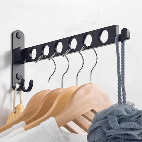 Wandkleiderständer, um 90° drehbarer, klappbarer Wandkleiderschrank für Balkon, Badezimmer, Hotel (1/4)