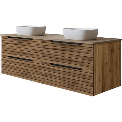 Kibath Mueble de baño con Lavabo KEN 120x45 cm acabado Desierto mate 2 cajones suspendido