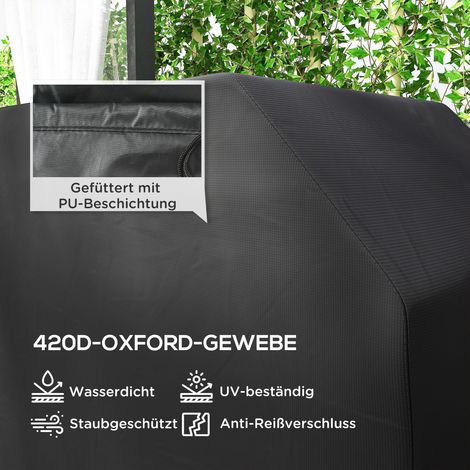 Funda para barbacoa, funda impermeable para parrilla de gas con cierres de velcro, tela Oxford, negra, 147 x 61 x 120 cm (1/4)