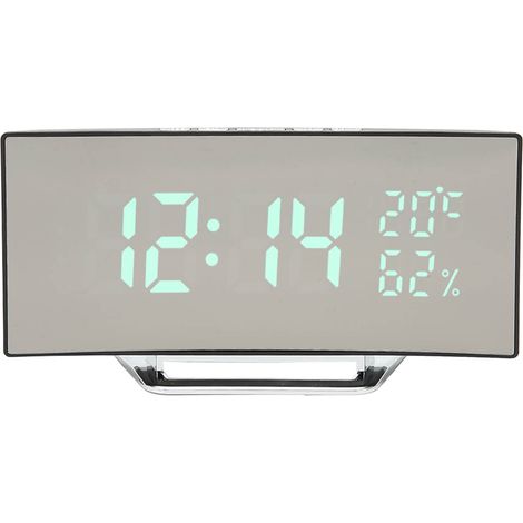 Réveil numérique avec affichage 12/24 heures, écran incurvé intelligent sensible à la lumière, horloge LED à luminosité réglable, idéal pour les chambres, les bureaux et les dortoirs. (1/5)