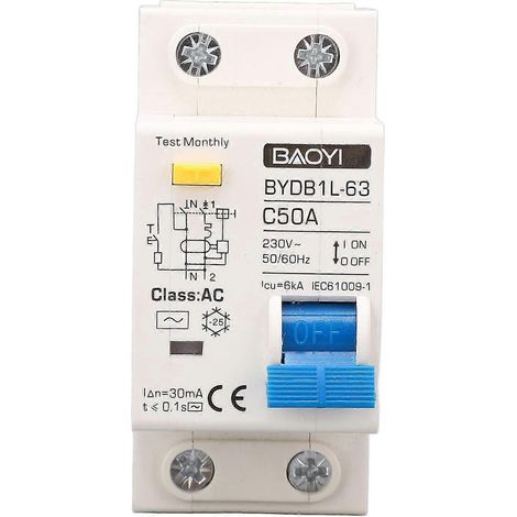 Leitungsschutzschalter 1P+N 50A 230V AC MCB Fehlerstromschutzschalter DIN-Schiene für Sicherheit