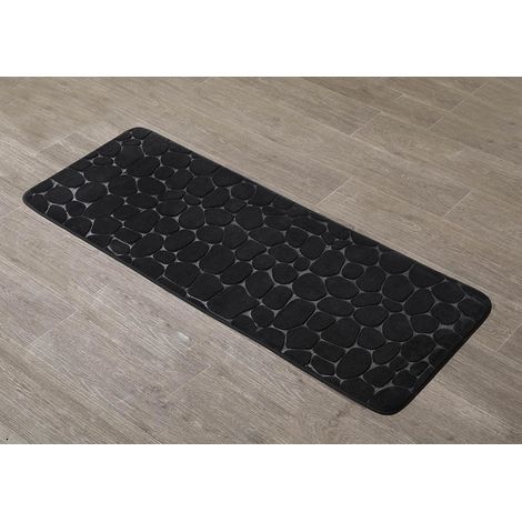 Tappetino in microfibra memory pebble 45x120 cm - nero - Tendance