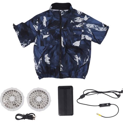T-shirt ventilé 3 vitesses réglable rafraîchissant léger respirant avec ventilateurs batterie externe XXL (1/5)