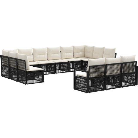 Gartensofa-set 13 pcs Schwarz Poly-Rattan vidaXL