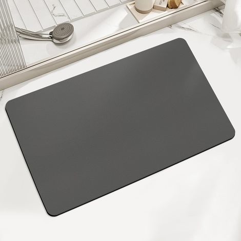 Alfombrilla de baño de piedra diatomita  de 40 x 60 cm, antideslizante, de secado rápido – Gris oscuro