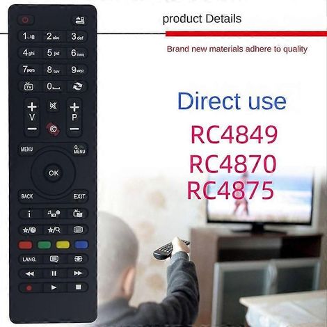 Ersatzfernbedienung für Telefunken TV RC4875/RC4870 – Keine Einrichtung erforderlich – Schwarz (1/4)