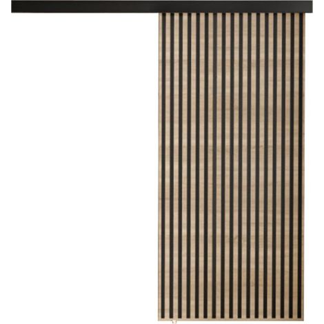 Mirjan24 – Porte coulissante 203 en stratifié Sonoma chêne et noir – Largeur 960mm – Hauteur 2050mm – Système de Laguna silencieux