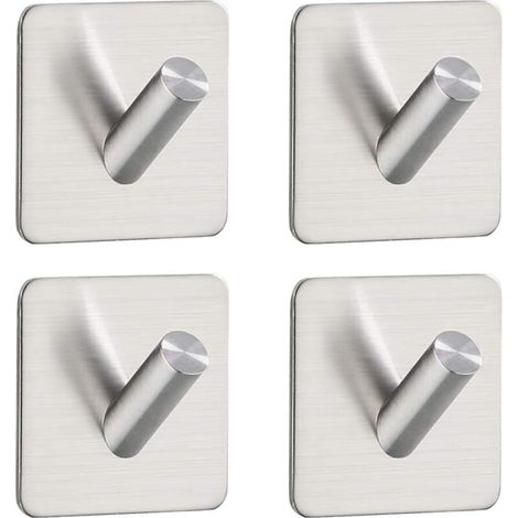 Gancio adesivo, portasciugamani da bagno, portasciugamani da parete, gancio in acciaio inox 304, set da 4 pezzi, non richiede foratura, portasciugamani spazzolato