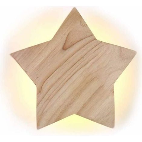 LED Bois Étoile Lampe Murale Moderne Créatif Dessin animé Applique murale Veilleuse Lampes de chevet pour Bébé Les enfants Chambre Salon Salle Escaliers Décoration Plafonnier Lumière chaude - Ø19cm 9W