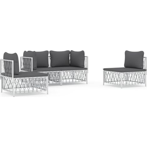 Maison Exclusive - Set Salotto da Giardino 4 pz con Cuscini in Acciaio Bianco