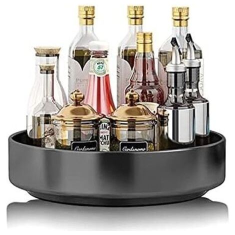 21.5x20x5cm noir Étagère rotative à épices en acier inoxydable pour cuisine, gardemanger, armoire, table, plan de travail (1/4)