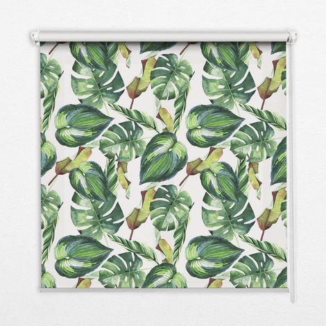 Tenda a Rullo Interna per Finestra - Tenda Filtrante Luce - Tenda Privacy - Tenda Decorativa Rettangolare - Rullo per Interni - (90 cm x 180 cm) - Piante tropicali (1/5)