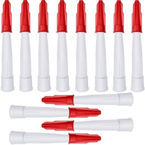Pack of 12 Resealable Silicone Tube Nozzle Sealant Nozzle Applicator Tip White Caulking Nozzles with 12 Red Caulking Caps Nozzle Caps-INHHUB (1/5)