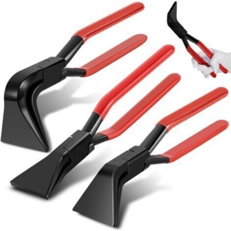 Lot de 3 pinces pliantes à tôle - En acier au carbone - Droites - Coudées à 0° - 45° et 90° - Pour couvreurs, plombiers Largeur de mâchoire 55 mm pour Couvreur, Plombier (1/5)