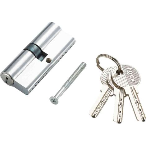 Cylindre De Serrure - Double Face - 3 Clés Incluses - Pour Portes En Bois Métal Ou PVC - Diamètre 18 Mm - Longueur 35/35 Mm (1/5)