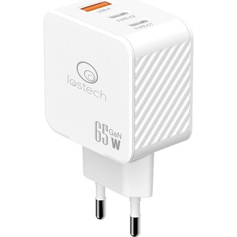 CARICABATTERIA DA MURO TRE USCITE CARICA ULTRA RAPIDA 65 W  - LOSTECH