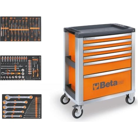 Beta 3900 O6/3M Cassettiera mobile 6 cassetti con assortimento utensili 145 Pz.