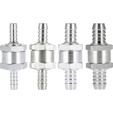 Clapet anti-retour(4 pièces) de retour de carburant en aluminium à sens unique (6 8 10 12mm) pour Essence Diesel Huile Car Chrome Eau Auto Carburateur Systèmes Basse Pression Tuyau (1/4)
