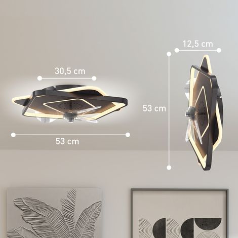 Ventilateur de plafond avec éclairage et télécommande, ventilateur de plafond LED à 6 vitesses et 3 températures de couleur (1/5)