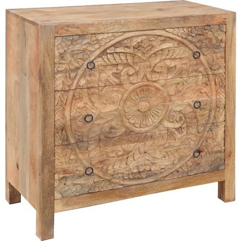 Commode sculpté en bois de manguier Courtney (1/5)