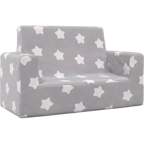 Sofá infantil de 2 plazas gris claro con estrellas felpa suave vidaXL (1/5)