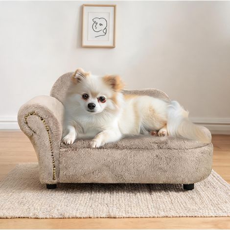 Couchage pour chien 80 x 40 x 46 cm rangement intégré beige (1/5)