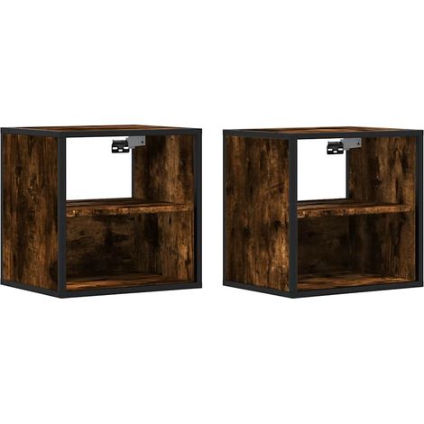 Maison Exclusive - Mesitas de noche pared 2 uds color roble ahuma (1/5)